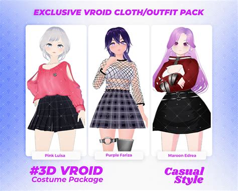 Vroid Clothing Pack Chic Wardrobe Avatar Style Trendsetting Outfits