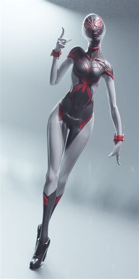 Artstation Spider Girl Or Ampstrom Wanoco 4d Spiderman Oc Girl Spiderman Costume Spiderman