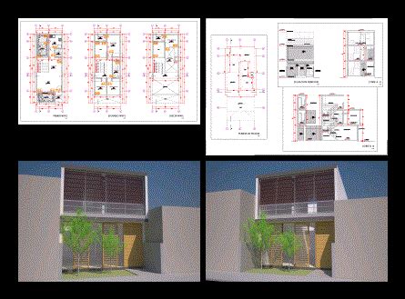 Vivienda Unifamiliar En AutoCAD Librería CAD