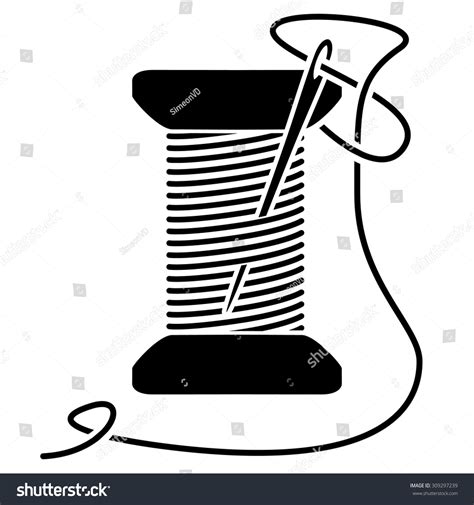 Sewing Needle Thread Spool Silhouette Stock Vector 309297239 - Shutterstock