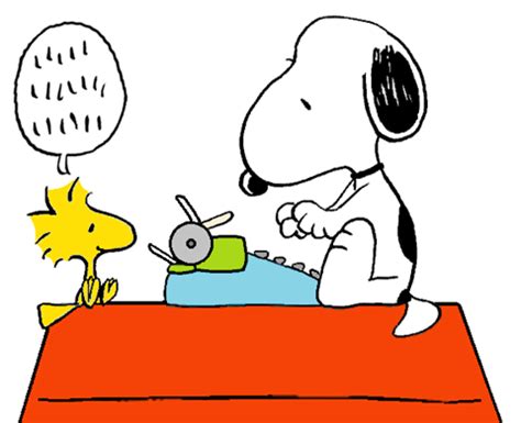 Snoopy Typing A Letter For Woodstock Snoopy Images Snoopy Pictures