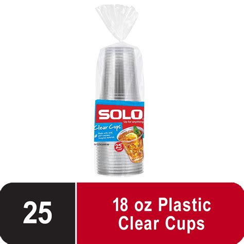 Solo Disposable Plastic Cups Clear 18oz 25 Count