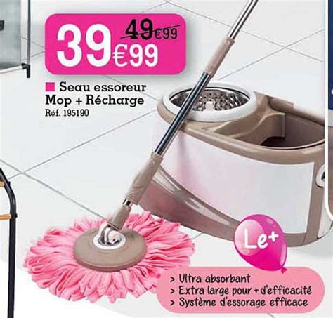 Promo Seau Essoreur Mop R Charge Chez Kandy