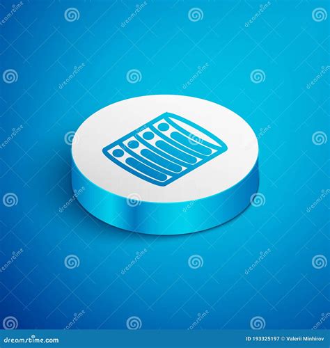 Isometric Line Server Data Web Hosting Icon Isolated On Blue