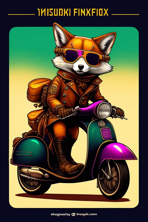 Lexica A Steampunk Fox Fursona With Boots Sitting On A Vespa Moped