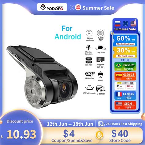 Podofo Dash Cam Adas Auto Dvr Adas Dashcam Dvrs Video Hd P Usb Tf