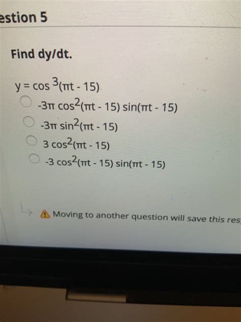 Solved Estion Find Dy Dt Y Cos Ttt Chegg