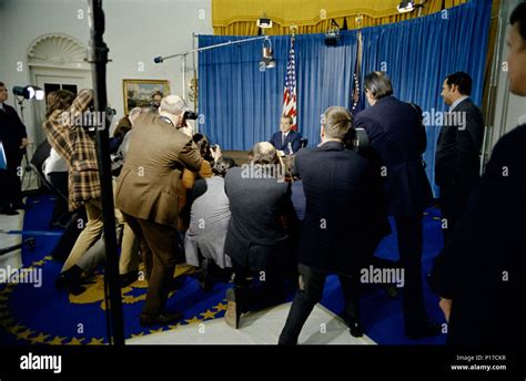 January 23, 1973. Pool photographers take images of President Nixon ...