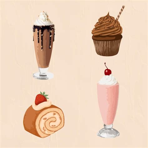 Free Vector Vectorized Dessert Sticker Overlay Set Design Resources