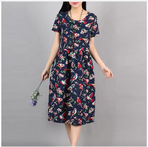 Платье Aliexpress Women Casual Cotton Linen Summer Dress Vestidos Mujer