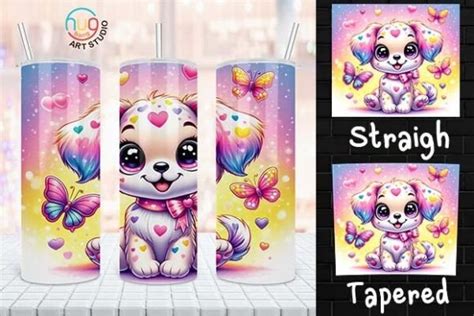 Cute Puppy Love Tumbler Wrap For Kids Graphic By Hughang Art Studio