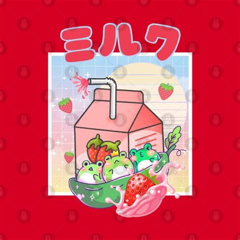 Kawaii Vaporwave Frogs Strawberry Milk Cottagecore By Sugoi Otaku Gifts