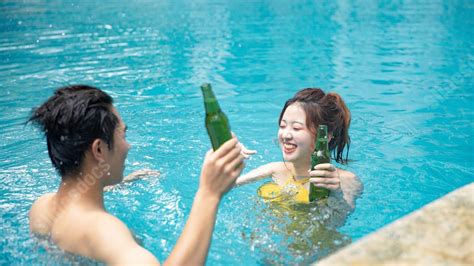 Character Outdoor Summer Love Pool Tanabata Bikini Swimwear Swimming Powerpoint Background For