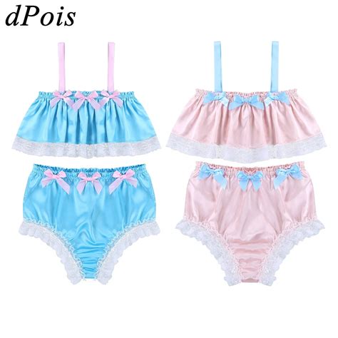 Pcs Mens Tankini Set Sissy Sleeveless Crop Top And High Waist Briefs Gay Lingerie Underwear