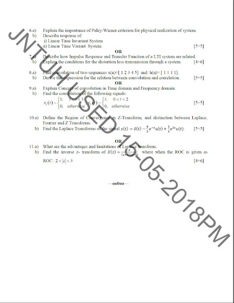 Jntuh B Tech Signals And Systems April May Question Paper