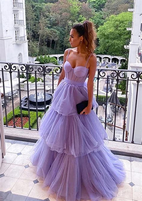 A Line Sweetheart Sleeveless Long Floor Length Tulle Prom Dress With Ruffles Prom Dresses