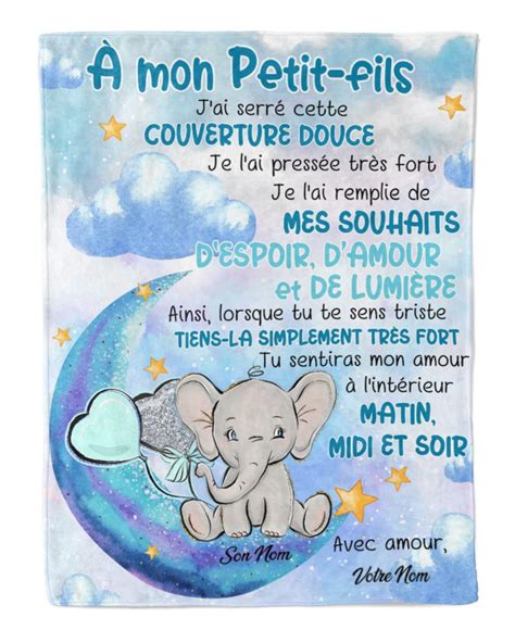 Couverture À Petit Fils Cadeau Pour Petit Fils Nom Personnalisé