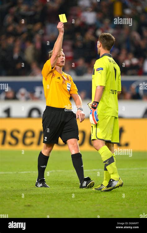 Goalkeeper Sven Ulreich Vfb Stuttgart Getting A Yellow Card From