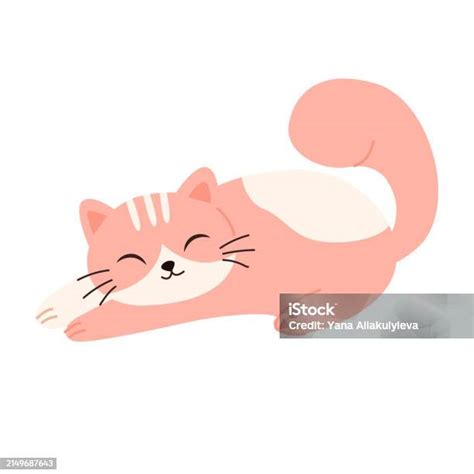 Cartoon Cat Characters Different Cats Poses Flat Color Simple Style Design Stock Illustration