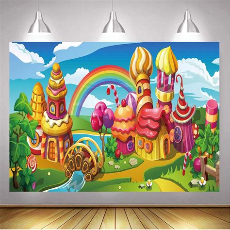 Binqoo 7x5ft Candy Town Candyland Photo Backdrop Sweet