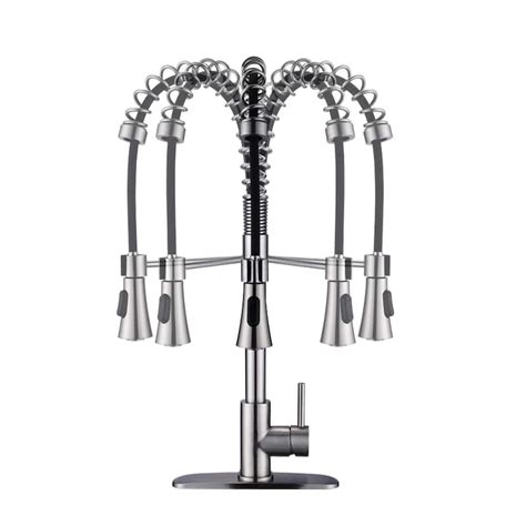 Commercial Modern Single Handle Spring High Arc Kitchen Faucet Brushed Nickel Bed Bath