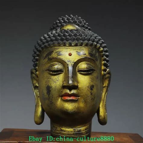 Vieille T Te De Bouddha Shakyamuni En Bronze Tib Tain Dor Eur