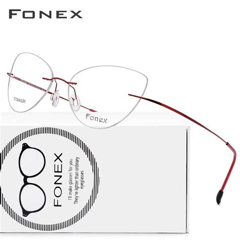 Fonex Titanium Alloy Rimless Glasses Frame Women Ultralight Eyeglasses