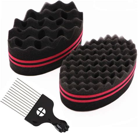 Nsiwem 2pcs Eponge Twist Curl Brosse à Cheveux éponge Eponge Locks