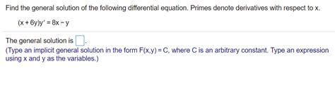 Solved Find The General Solution Of The Following