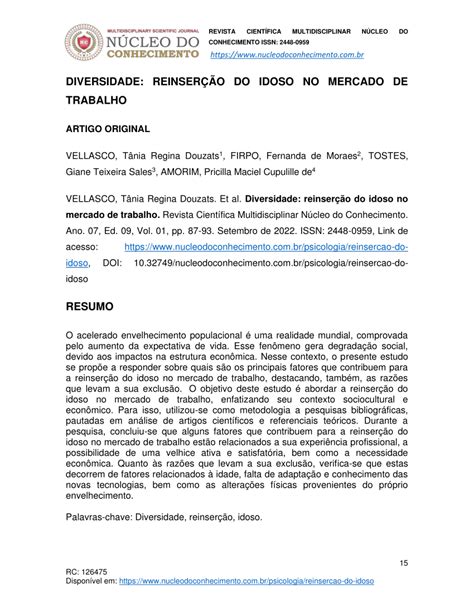 PDF Diversidade reinserção do idoso no mercado de trabalho