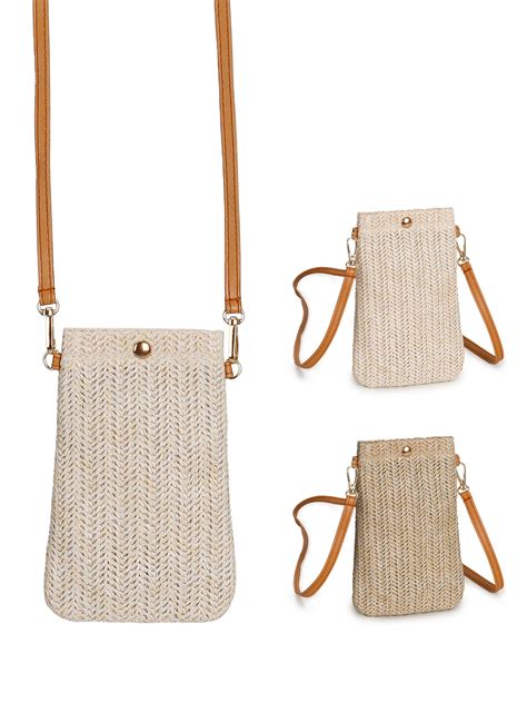 Gustave 2 Pcs Women Straw Crossbody Shoulder Bag Small Cell Phone Purse Summer Beach Woven