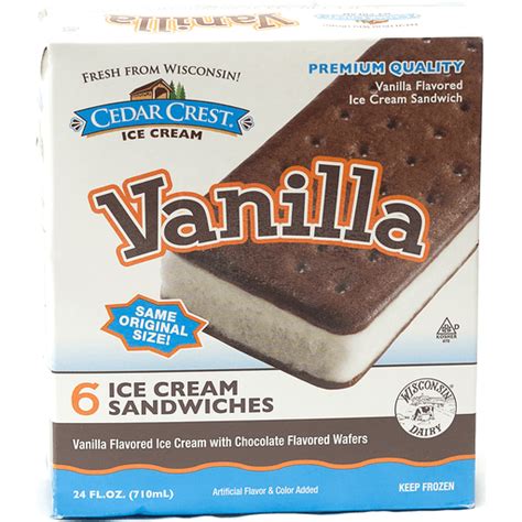 Cedar Crest Vanilla Ice Cream Sandwiches Ice Cream Treats Toppings