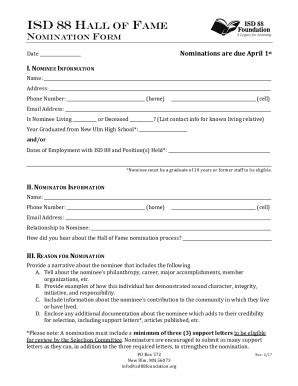 Fillable Online Isd Hall Of Fame Nomination Form Rev Docx Fax