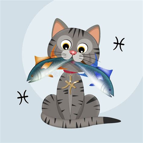 Illustration Of Cat In The Zodiac Sign Of Pisces Stock Illustration