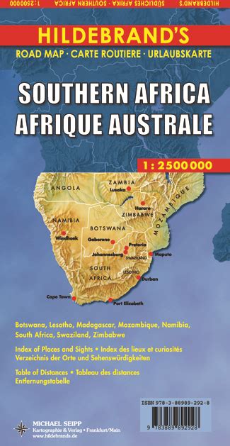 Wegenkaart Landkaart Southern Africa Zuidelijk Afrika Hildebrand