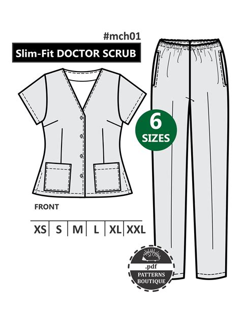 Complete Nurse Scrubs Pdf Sewing Pattern For Women Uniform Etsy Pdf