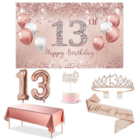 Rose Gold 13th Birthday Decorations Set For Girls 13 And Etsy