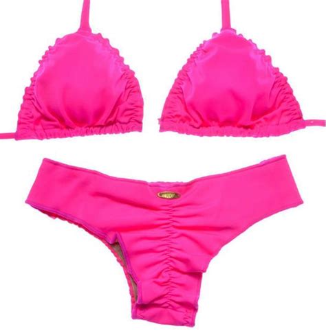 Biquini Ripple Com Calcinha Empina Bumbum Cor Rosa Neon Sem Amarração