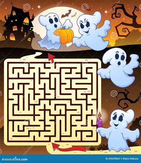 Halloween Maze Witch And Haunted House Cartoon Vector Cartoondealer