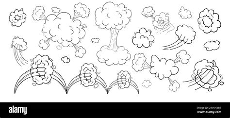 Comic Motion Effect Clouds Speed Way Trail Set Fast Wind Swirl Puff