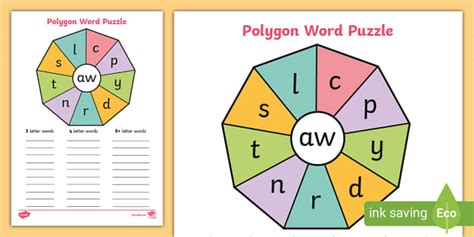 Polygon Word Puzzle - aw sound | Phonics Resources - Twinkl