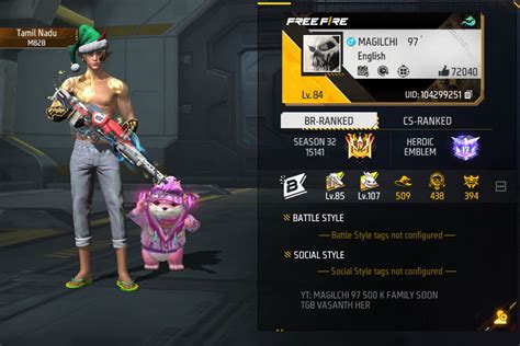 Magilchi 97 FFs Free Fire MAX ID Stats K D Ratio Monthly Income