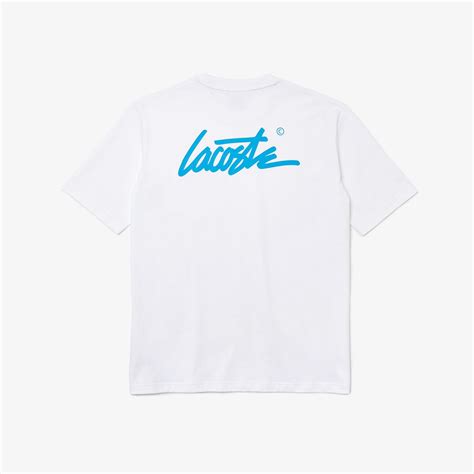 Lacoste L Ve Unisex Loose Fit Bisiklet Yaka Bask L Beyaz T Shirt