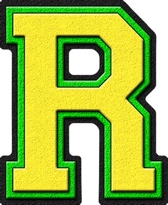 Presentation Alphabets Yellow Kelly Green Varsity Letter R