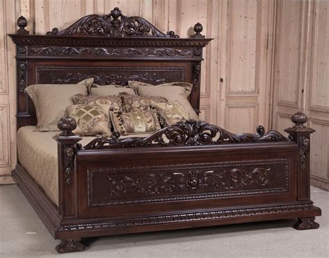 Antique Bedroom Furniture ~ Beds ~ Antique Italian Renaissance Walnut King Bed Antique Bed