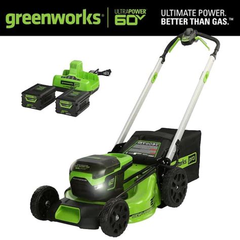 Greenworks Pro 21 In 60 Volt Battery Cordless Self Propelled Lawn Mower W 2 4 0 Ah Battery