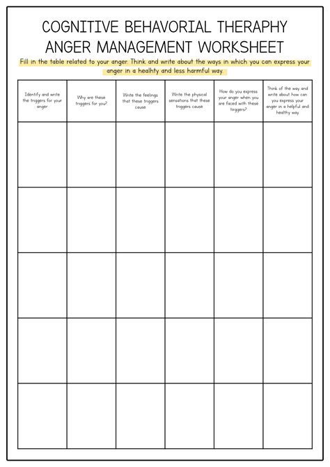 Anger Management Worksheet Worksheets Library