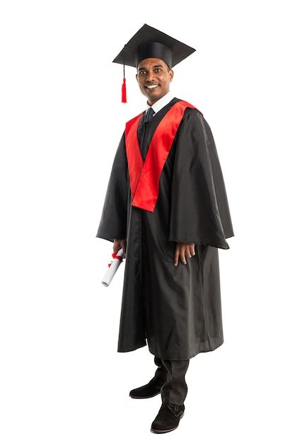 Premium Photo Male African American Graduate In Gown And Cap