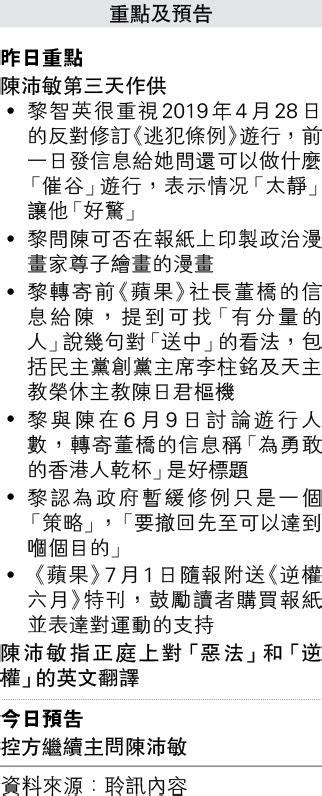 陳：黎倡訪權威談送中谷上街 百萬遊行黎擬題「為勇敢港人乾杯」 陳稱有參考未採用 20240207 港聞 每日明報 明報新聞網