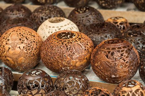 Coconut Shell Carvinghandicraft Of Indigenous People In Bali